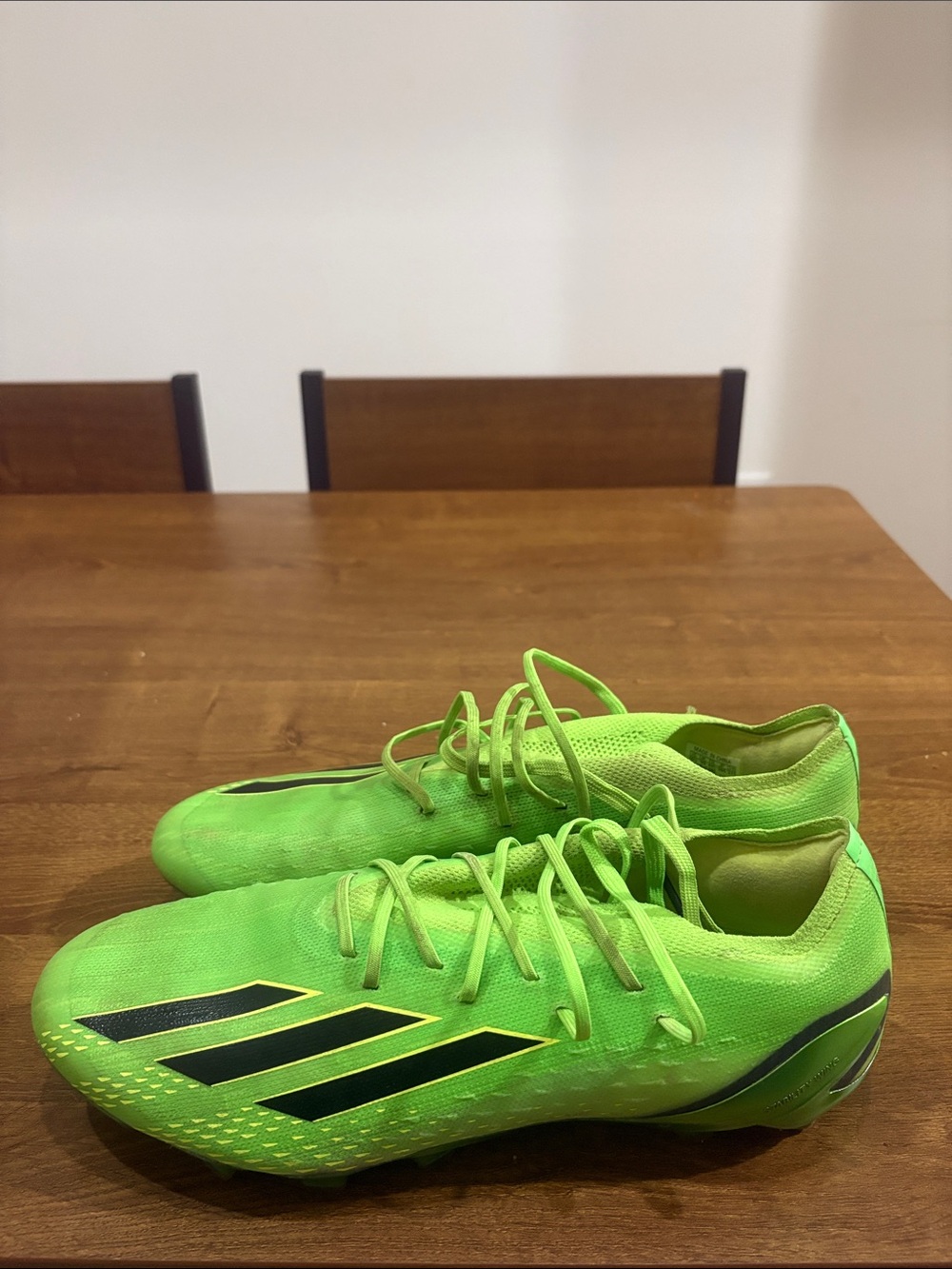 adidas Bright Green Soccer Cleats with Black Stripes